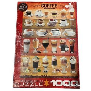 Eurographics Coffee Cafe 1000 Piece Puzzle with Recipe Made In USA Factory Seal